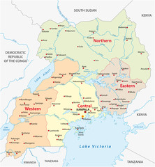 Obraz premium vector administrative and political map of the Republic of Uganda