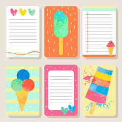 Set of cards with icecream.