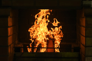 Fototapeta premium flame fire fireplace