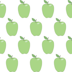 Seamless abstract hand-drawn pattern with green apples.