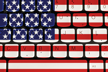 Internet in United States, computer keyboard with the American f