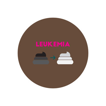 Vector icon  on  circle various symptoms of leukemia on feces 