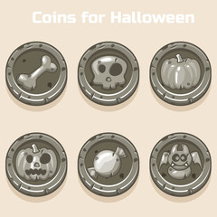 stone coins for Halloween in vector
