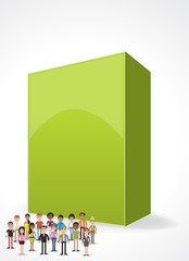 3d design of a text box frame background with business people.
