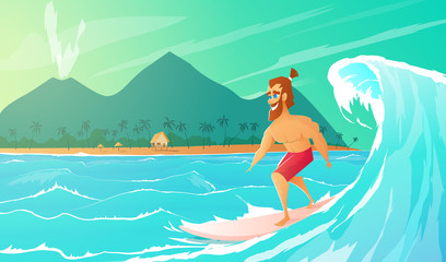 Obraz na płótnie Canvas Surfer ride on surfboard