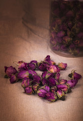 Dried flowers roses(Rosa damascena),mainly used for production of rose oil and pink water and therapies.
