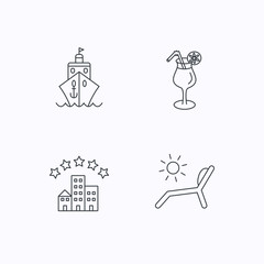 Cruise, waves and cocktail icons.