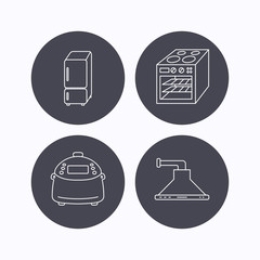 Refrigerator, multicooker and oven icons.