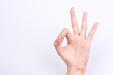 finger hand symbols isolated the concept hand gesturing sign ok okay agree on white background
