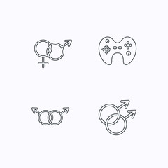 Gay, lesbian love and game joystick.