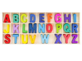 Set of colorful uppercase alphabet letter in the box