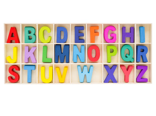 Set of colorful uppercase alphabet letter in the box