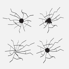 Cracks set, broken glass or wall
