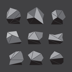 Rock stone isometric view set 3d flat style