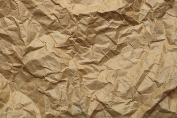 Brown crumpled paper texture background