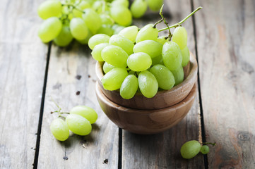 White grape on the wooden table