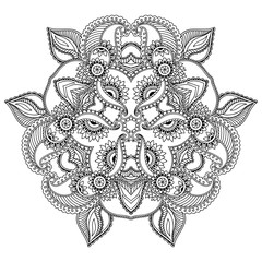 Vector henna tatoo mandala. Mehndi style.
