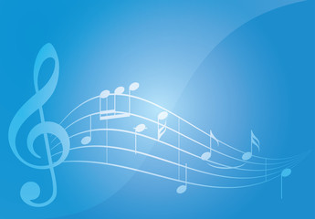 blue music vector background with notes
