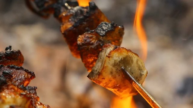 meat roasted on an open fire