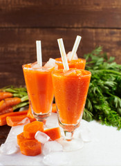 Glasses with carrot smoothies