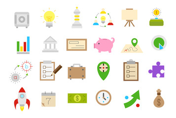 Business isolated strategy vector icons  set