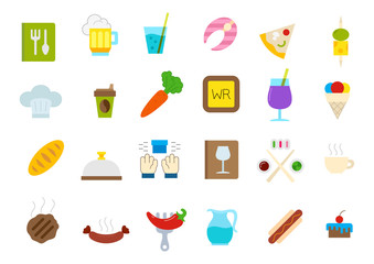 Diner isolated vector icons set