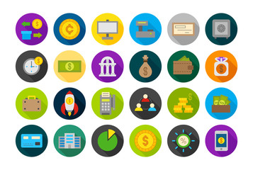 Banking round vector icons set
