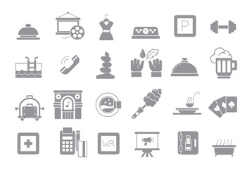 Entertainment gray vector icons set