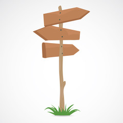 Wooden road sign