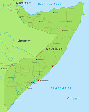 Somalia Karte - Grün (detailliert)