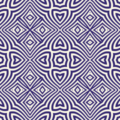 Seamless pattern with symmetric geometric ornament. Navy color abstract background.