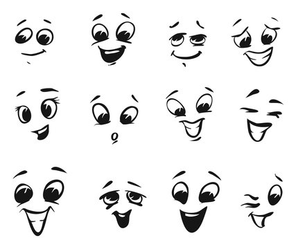 Happy smiling and laughing cartoon Faces