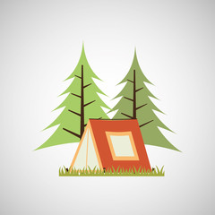 camp design with tree and object