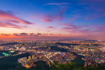 Sunset of Seoul City Skyline, South Korea.