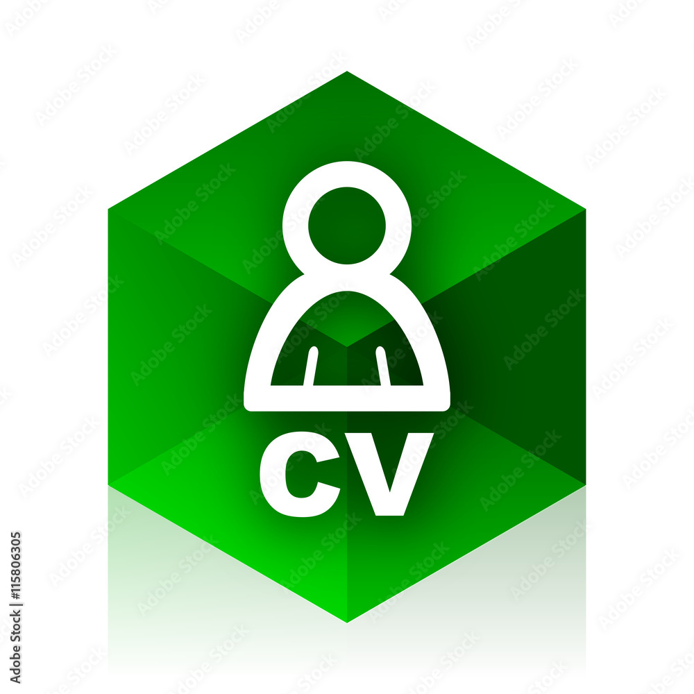 Poster cv cube icon, green modern design web element