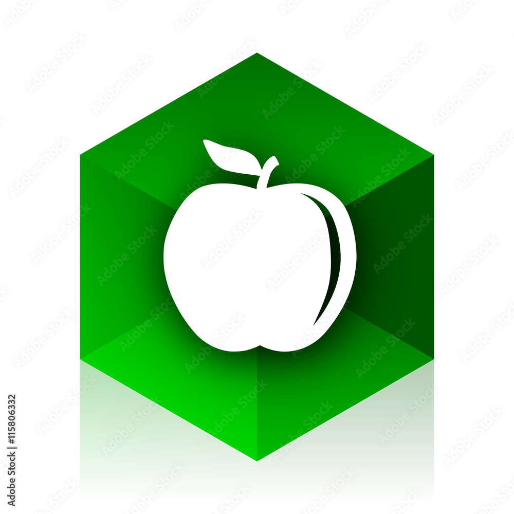 Poster apple cube icon, green modern design web element
