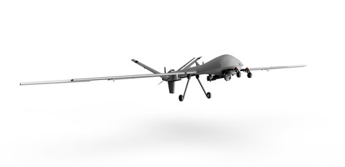 Military Predator Drone on a white background 3d render - obrazy, fototapety, plakaty