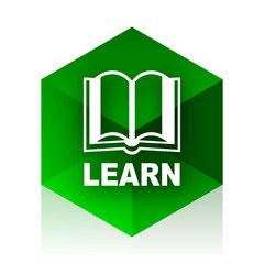 learn cube icon, green modern design web element