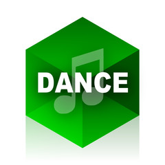 dance music cube icon, green modern design web element