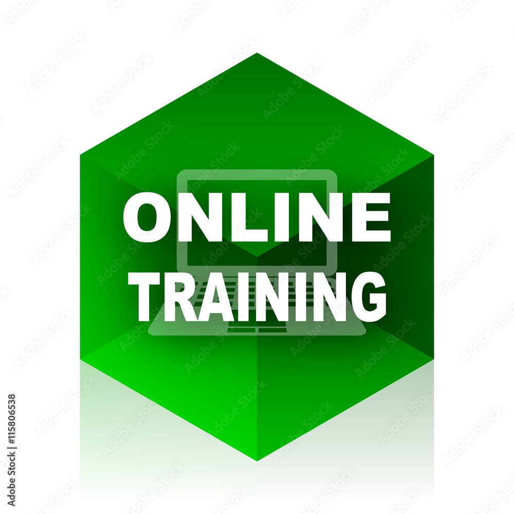 Poster online training cube icon, green modern design web element