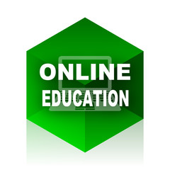 online education cube icon, green modern design web element