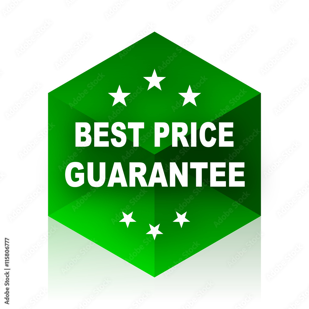 Poster best price guarantee cube icon, green modern design web element