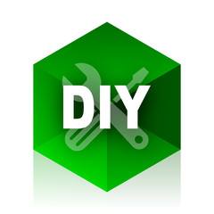 diy cube icon, green modern design web element