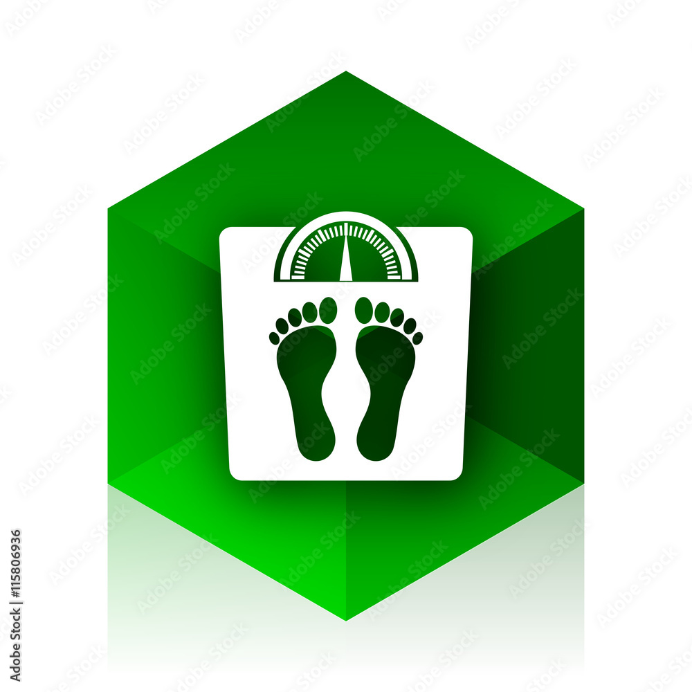 Poster weight cube icon, green modern design web element
