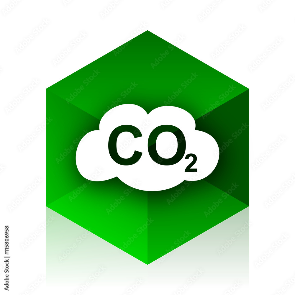 Aufkleber carbon dioxide cube icon, green modern design web element