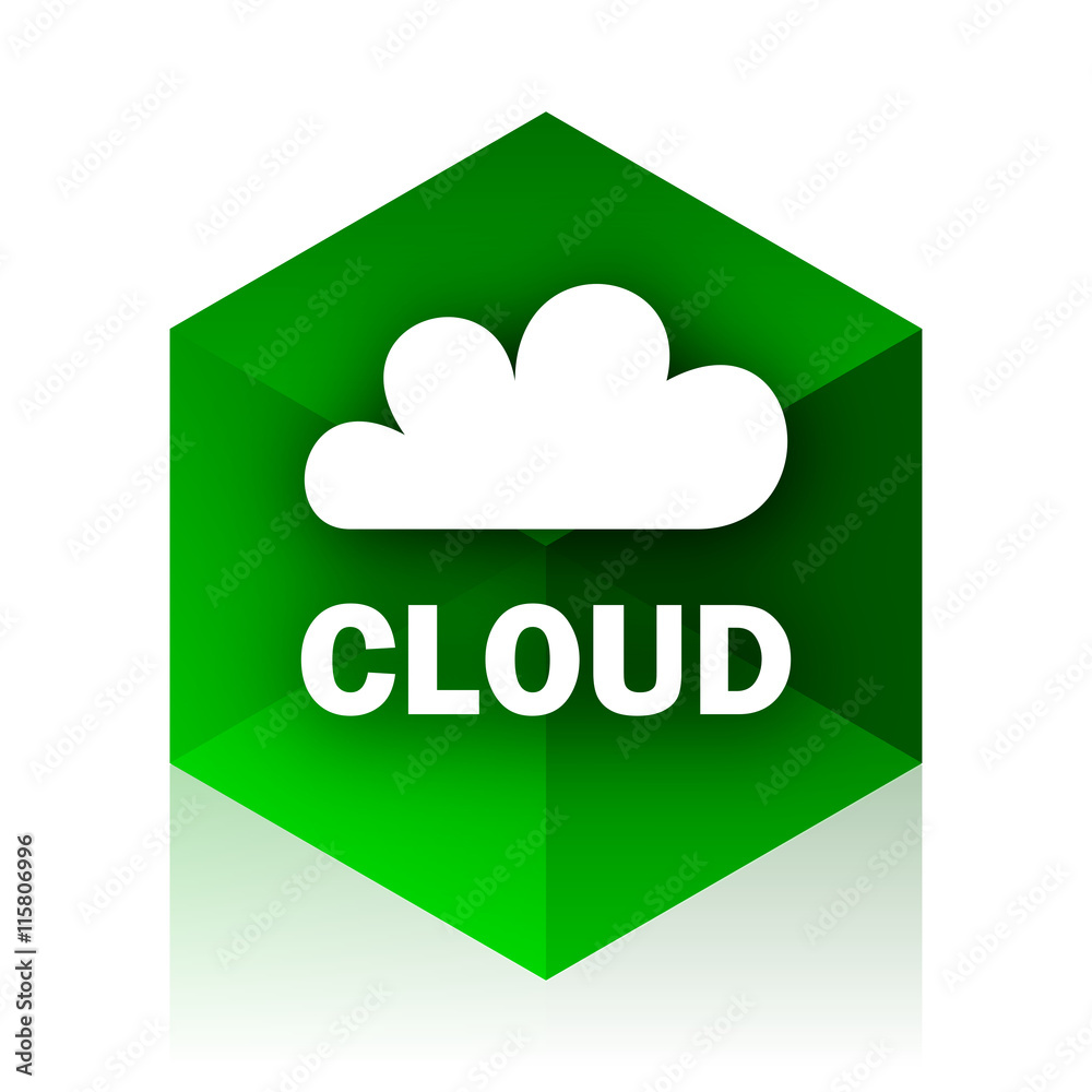 Poster cloud cube icon, green modern design web element
