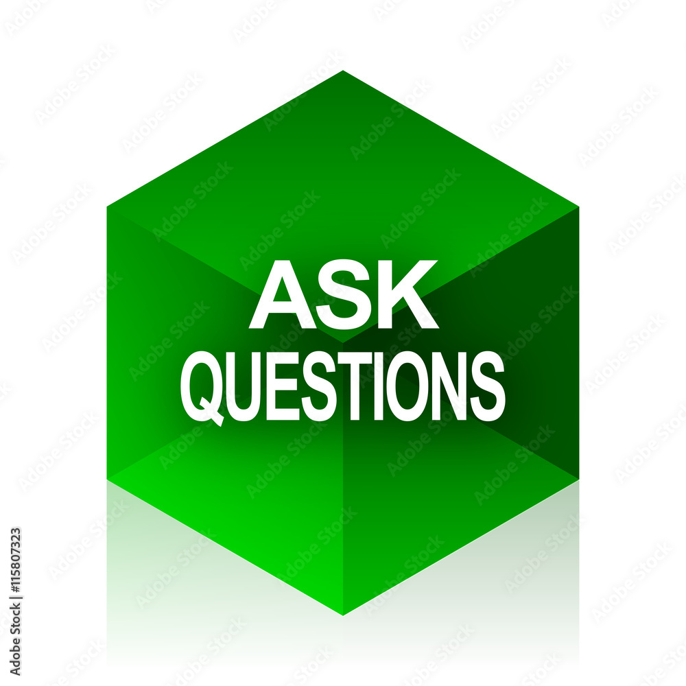 Poster ask questions cube icon, green modern design web element
