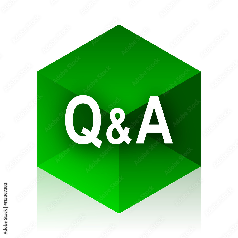 Aufkleber question answer cube icon, green modern design web element