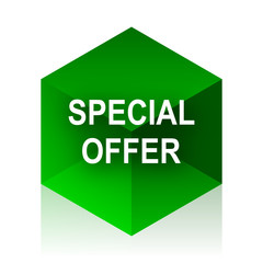 special offer cube icon, green modern design web element
