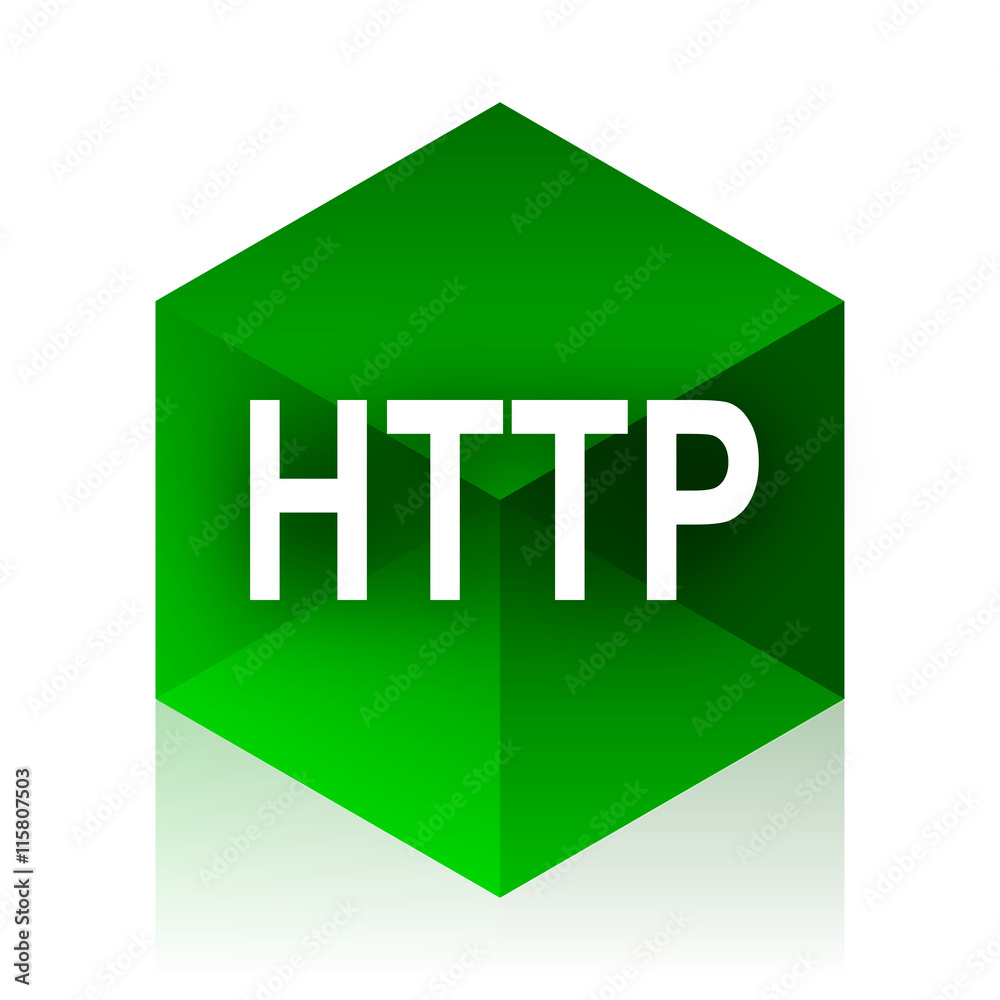 Poster http cube icon, green modern design web element
